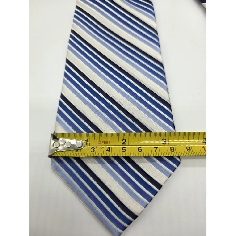 Express Men's Silk Blue White Striped Necktie 60
